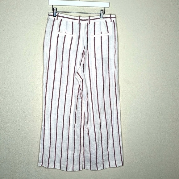 Theory Nadeema Linen Cropped High Rise Wide Leg Striped Pants Size 10 - Picture 12 of 14